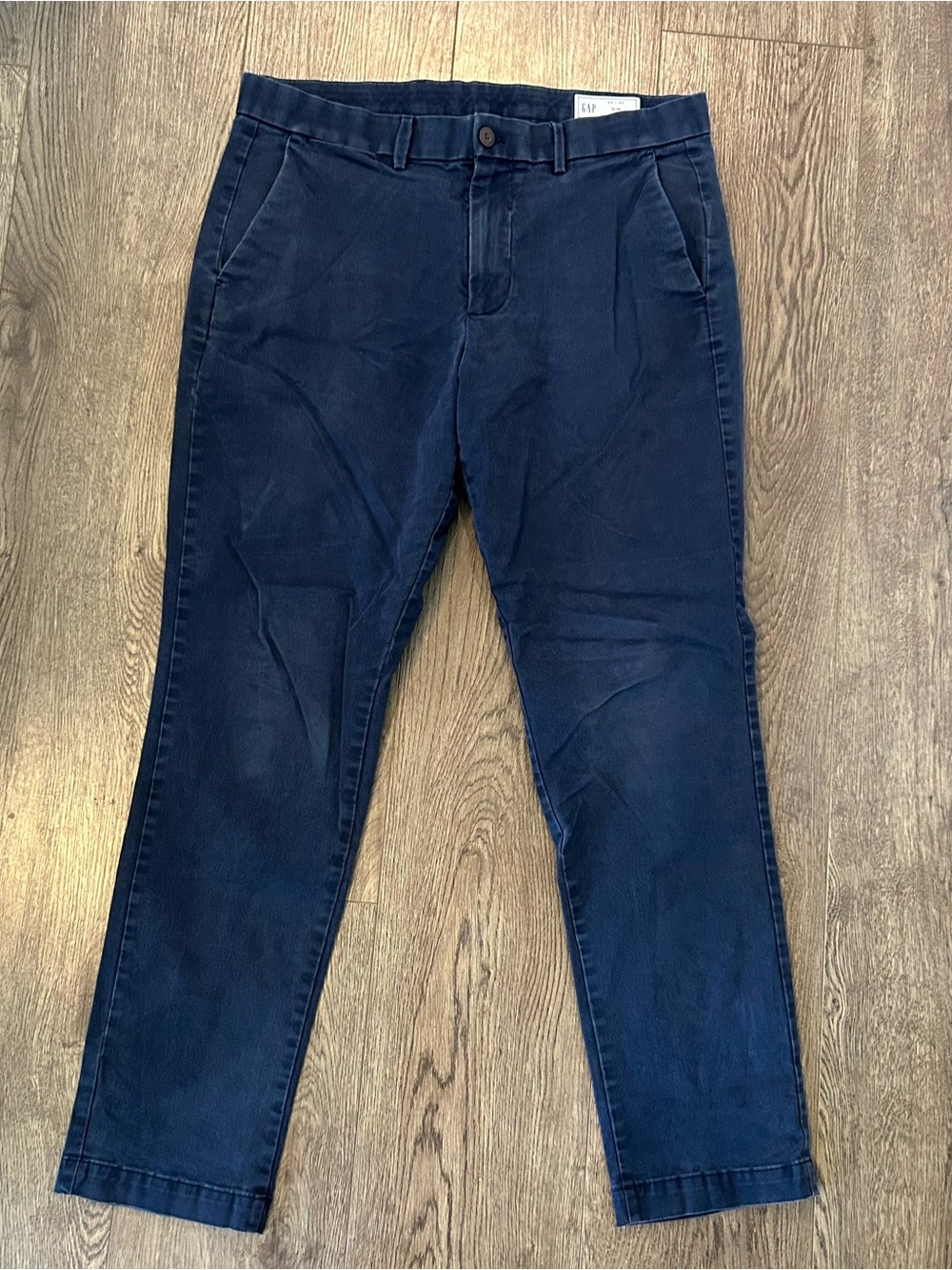 Gap Pants Mens 34x32 Slim Fit Cotton Business Casual Flat Front Navy Blue